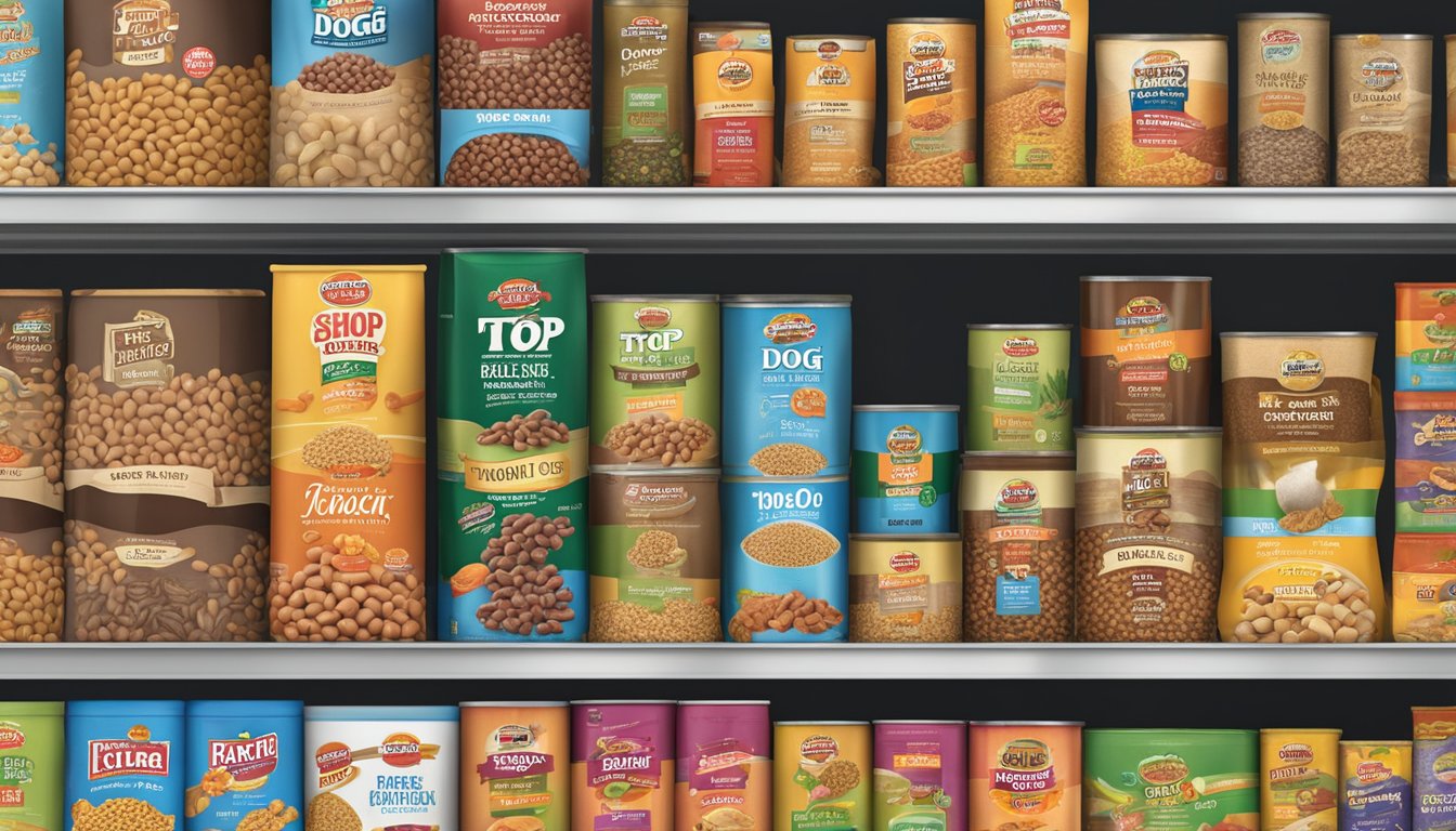 A variety of top dog food brands displayed on shelves at Shoprite