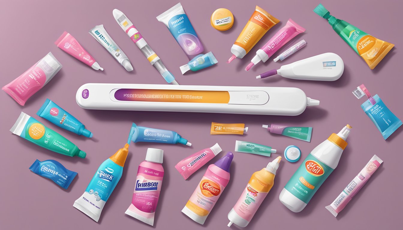 A giant food pregnancy test surrounded by various smaller test brands