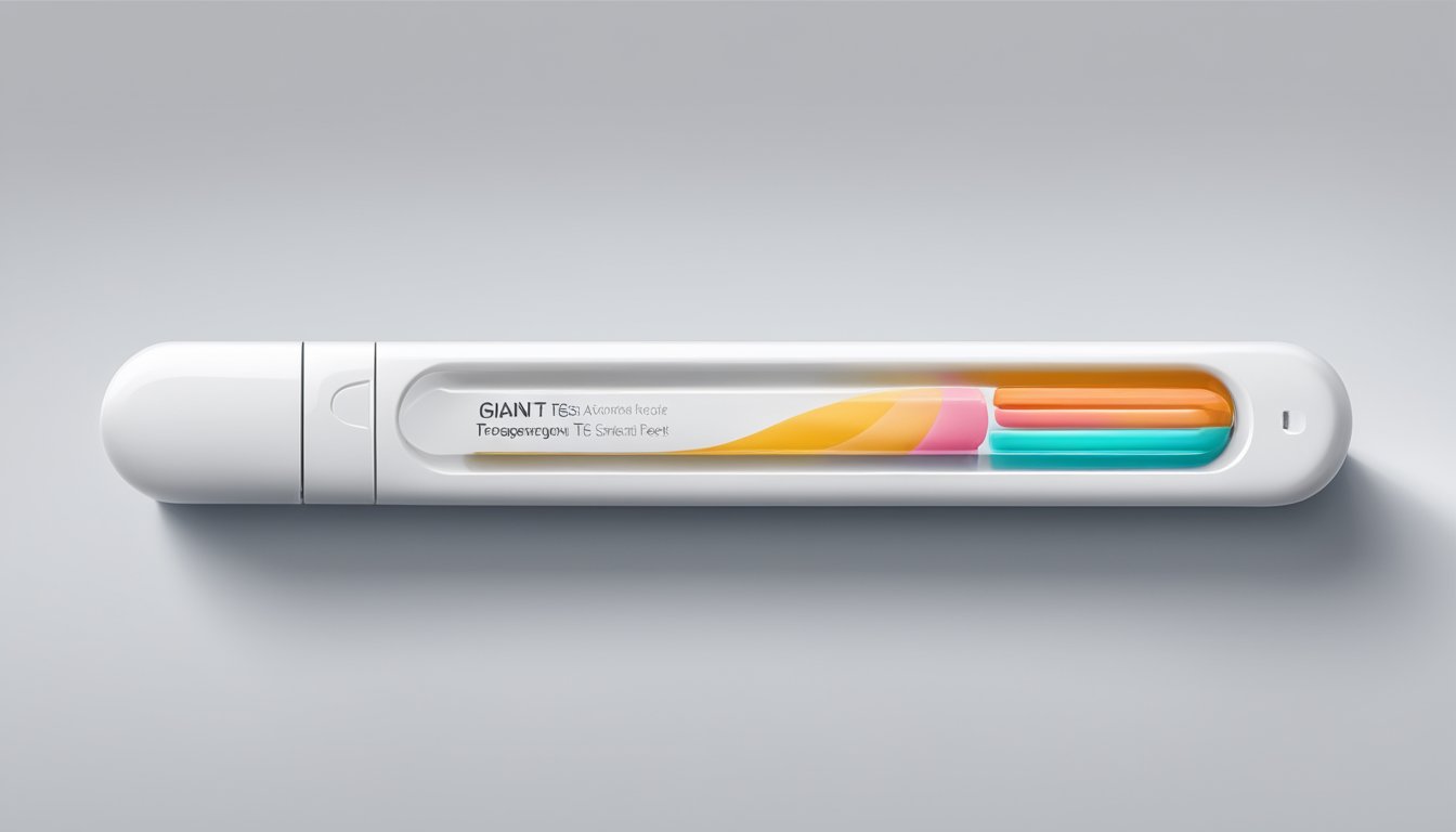 A giant food pregnancy test with advanced features displayed on a clean, white surface