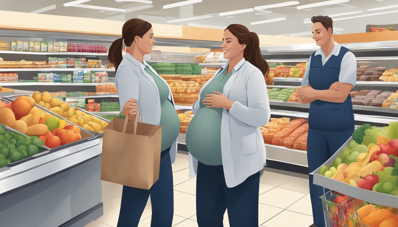 A pregnant employee at Demoulas Market Basket receives support from her colleagues during a break