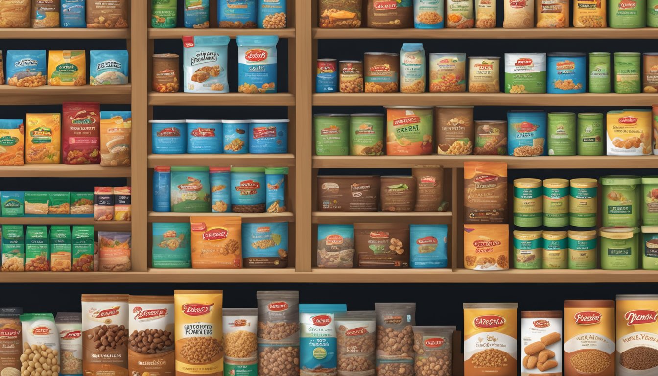 A variety of smart and final dog food products displayed on shelves in different formats