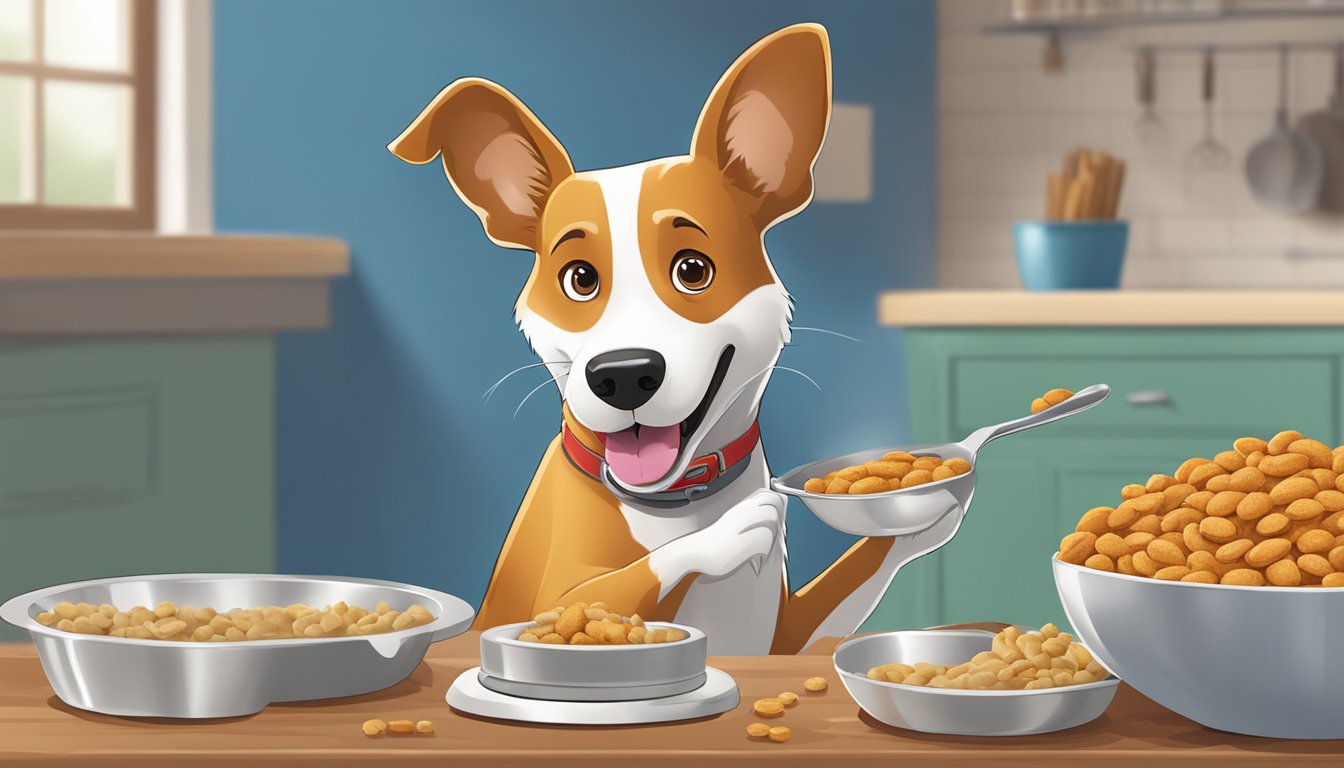 A happy dog eagerly eats from a bowl of Foodmaxx Bakery for Dogs dog food