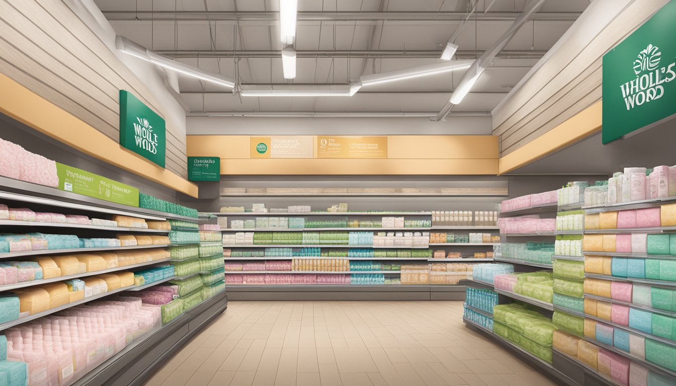 A display of organic and natural feminine care pads at Whole Foods Market