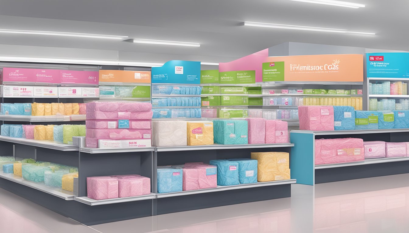 A display of Ancillary Services and Benefits feminine care pads at BJs Wholesale Club