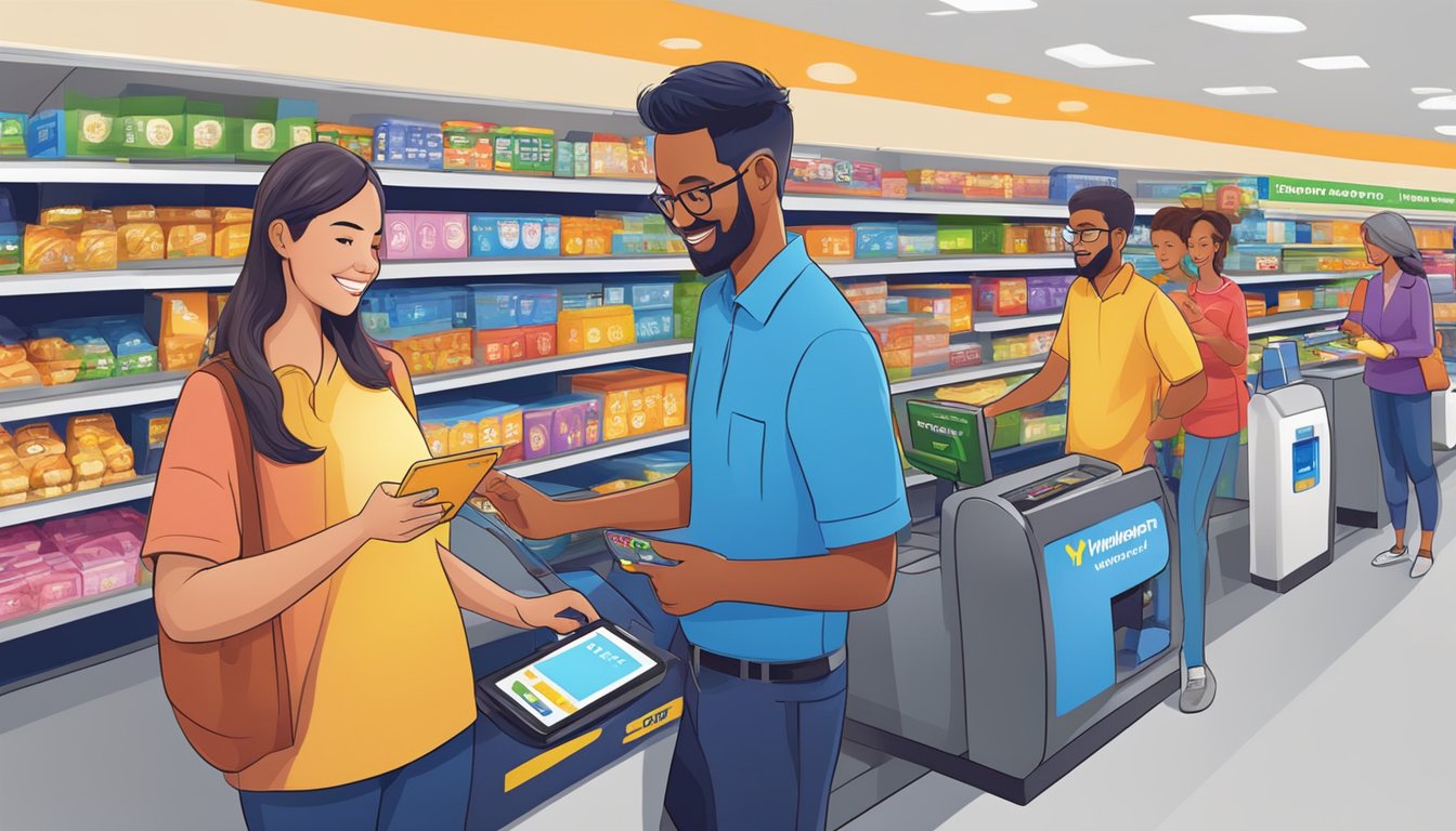 Customers using digital payment at Walmart checkout