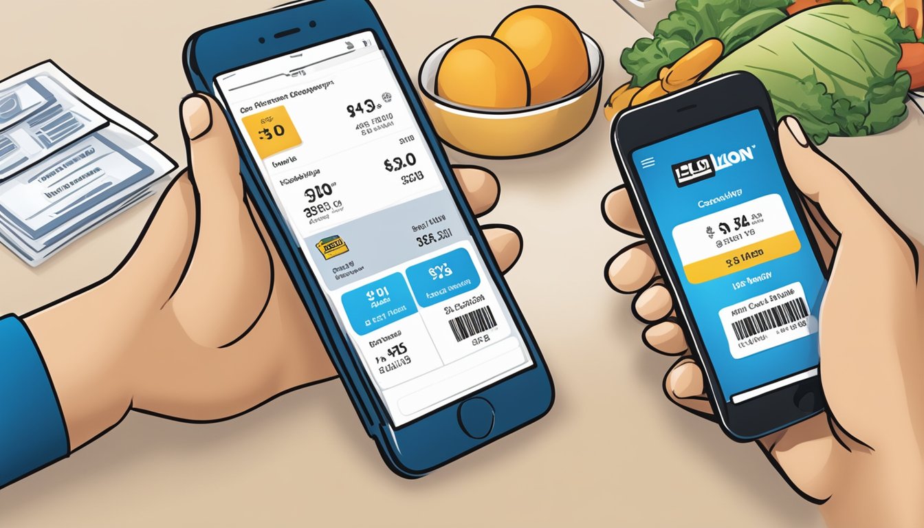 A person scanning a Food Lion receipt with a cashback app on their smartphone