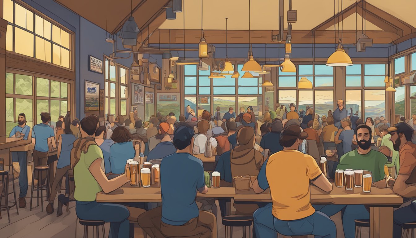 A bustling taproom with patrons savoring diverse craft beers from local Fremont breweries