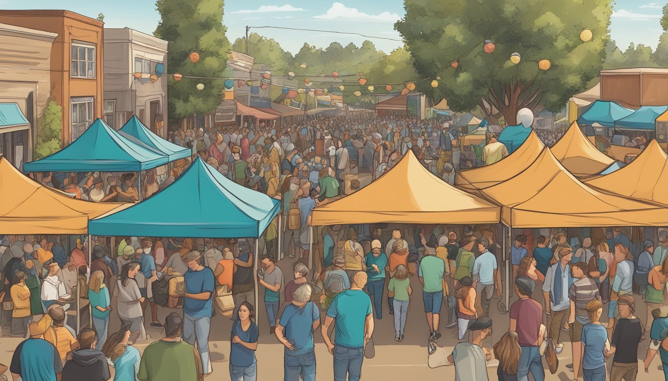 A bustling craft beer festival in Roseville, CA, with vendors, live music, and engaged community members