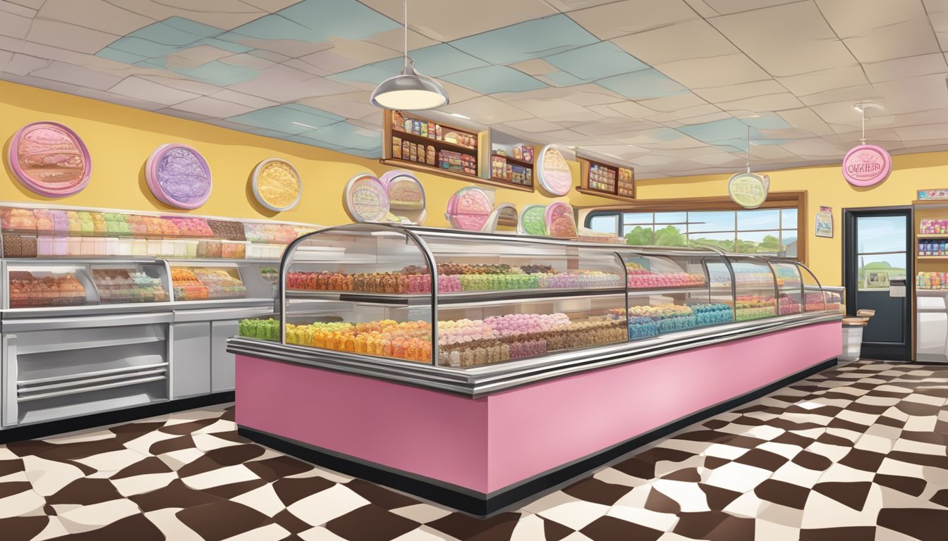 A colorful ice cream parlor with classic vanilla and chocolate flavors displayed in a piggly wiggly store