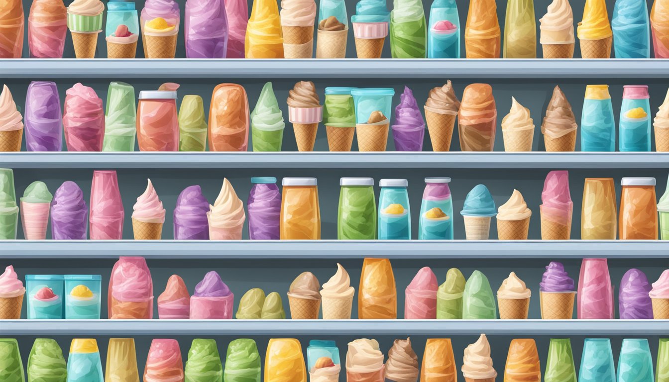 A colorful display of various ice cream flavors in a supermarket freezer