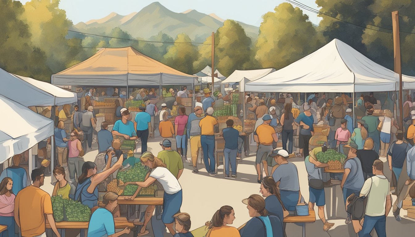 A bustling local craft beer festival in Santa Rosa, with vendors and patrons enjoying the community and the craft