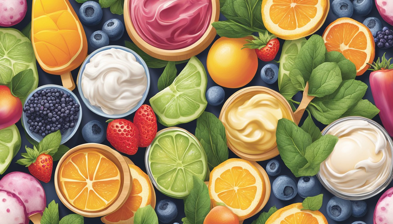 A colorful display of fresh, vibrant ingredients and a scoop of creamy Wegmans ice cream, highlighting the brand's commitment to quality