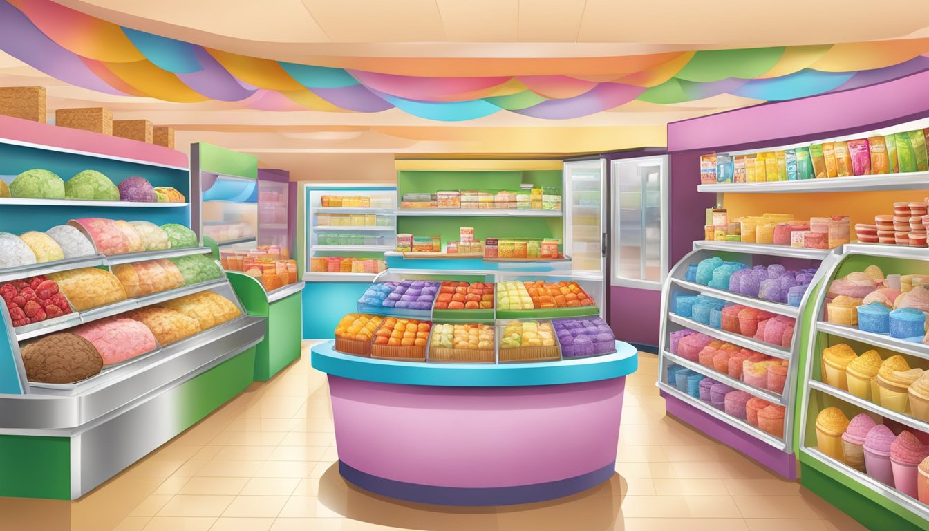 A colorful grocery store display showcases discounted ice cream