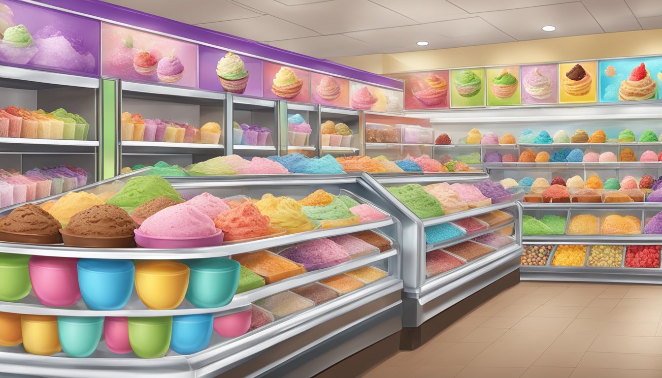 A colorful ice cream paradise with various flavors and toppings displayed in a shoprite store