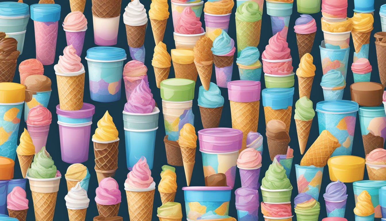 A colorful display of various premium ice cream containers on sale at Smart and Final