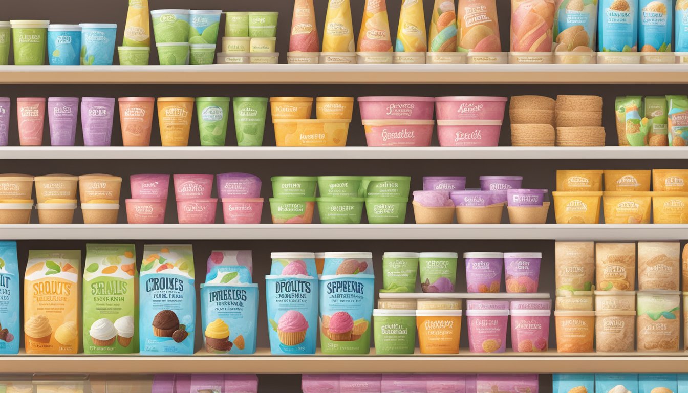 A colorful display of various ice cream flavors and packaging at Sprouts Farmers Market