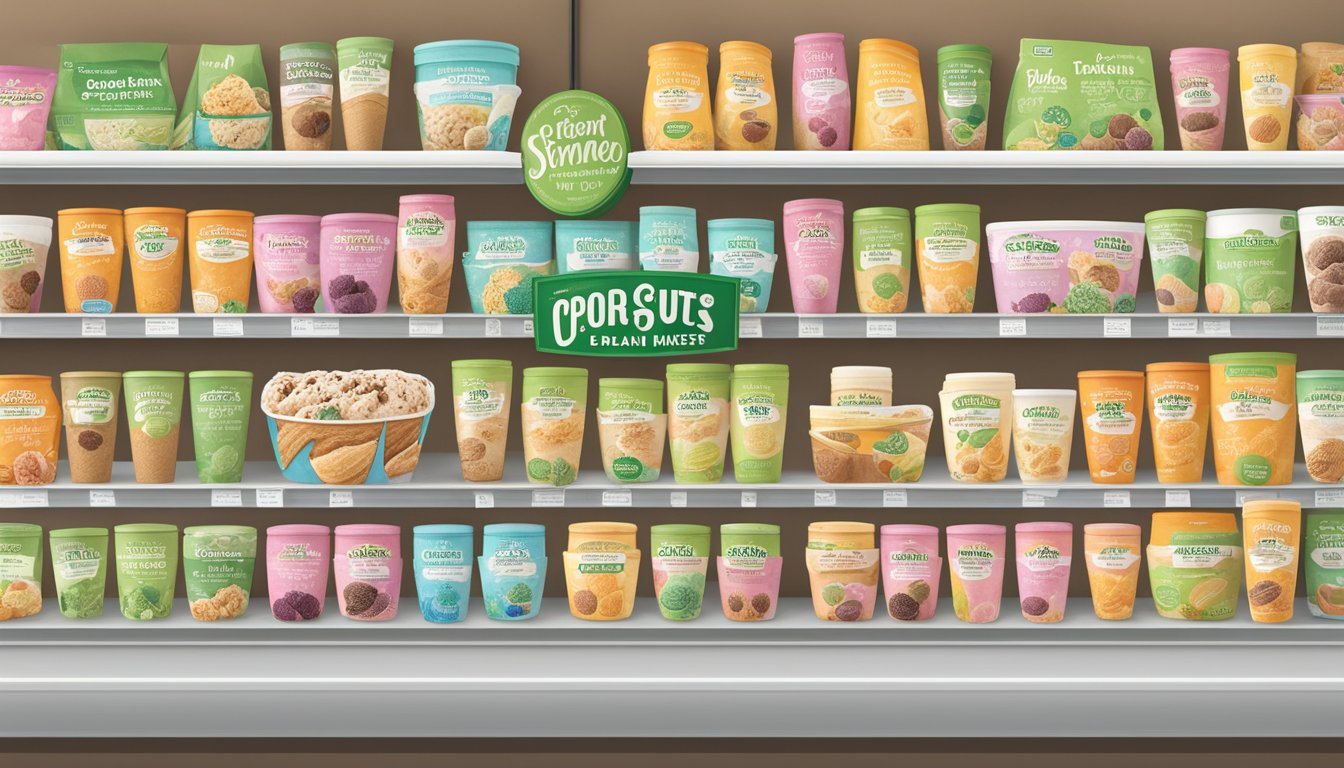 A colorful display of plant-based and vegan ice cream options at Sprouts Farmers Market