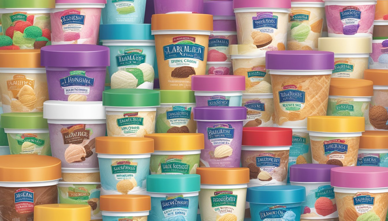 A display of Harris Teeter's premium ice cream flavors, featuring unique and indulgent options