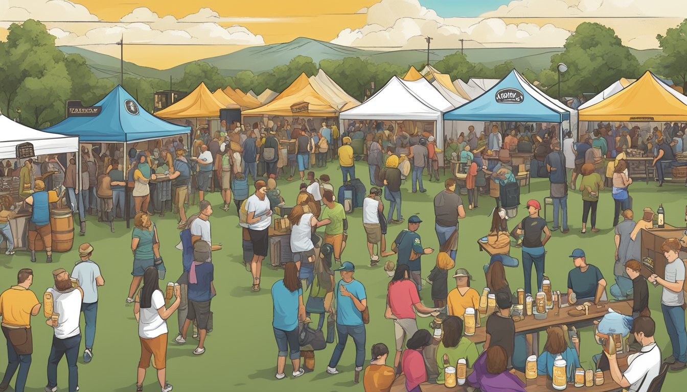 A bustling craft beer festival with diverse breweries and lively music in Aurora, CO