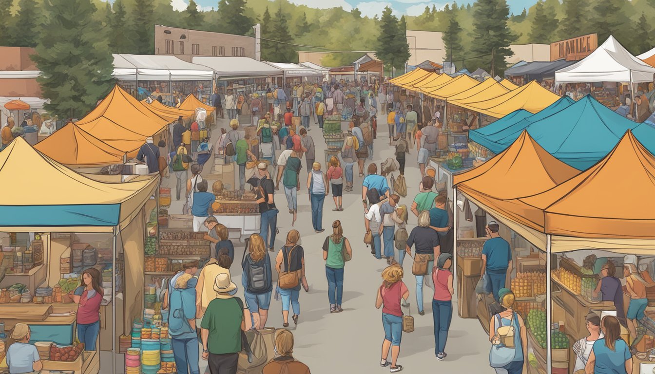 A bustling local craft beverage festival with various vendors and offerings in Colorado Springs, CO