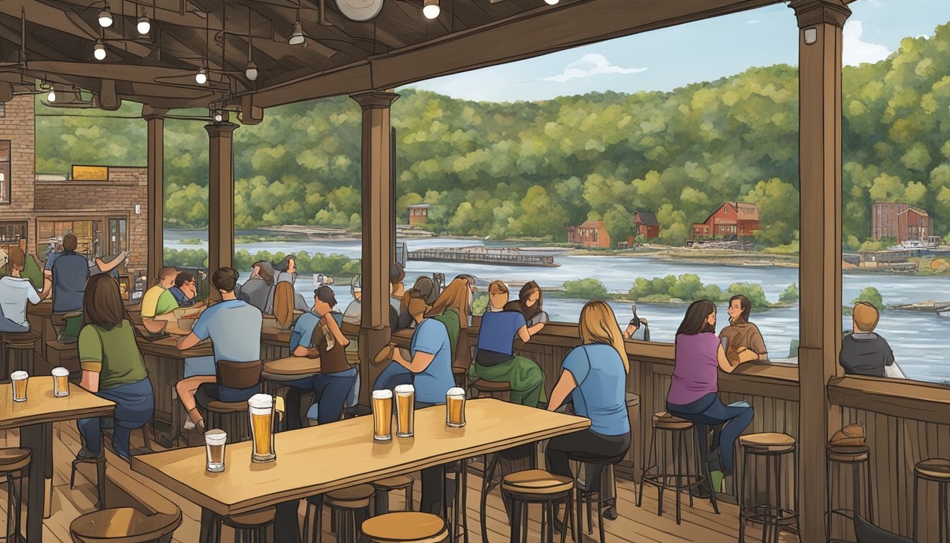 A bustling taproom with beer flights, live music, and outdoor seating overlooking the Housatonic River