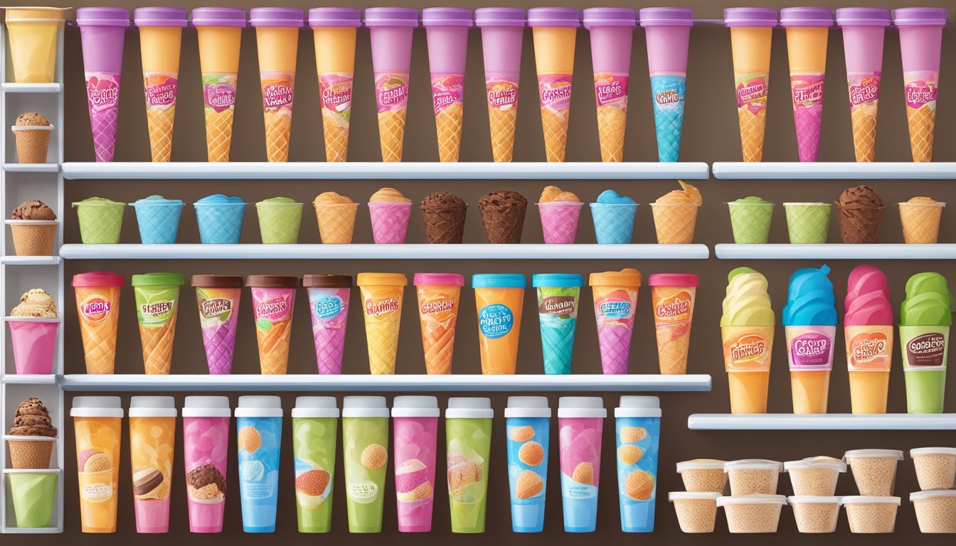 A colorful ice cream display with various flavors and toppings at Family Dollar