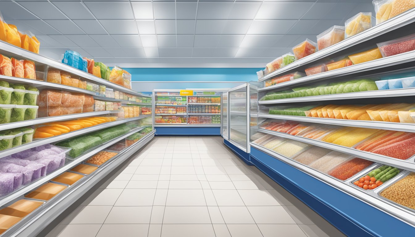 A freezer aisle at Lidl filled with various frozen foods and ice cream products