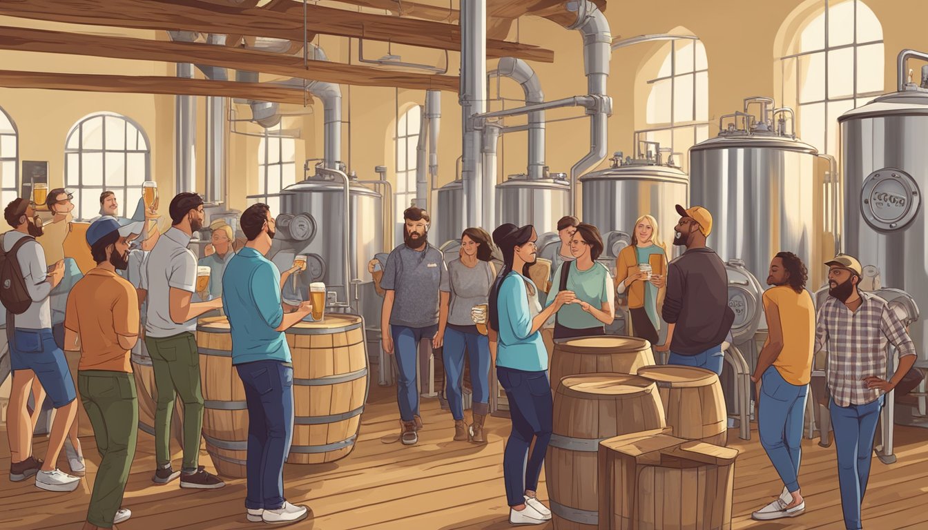 A group of people enjoy a brewery tour, learning about the beer-making process and sampling local craft beers in Orlando, FL