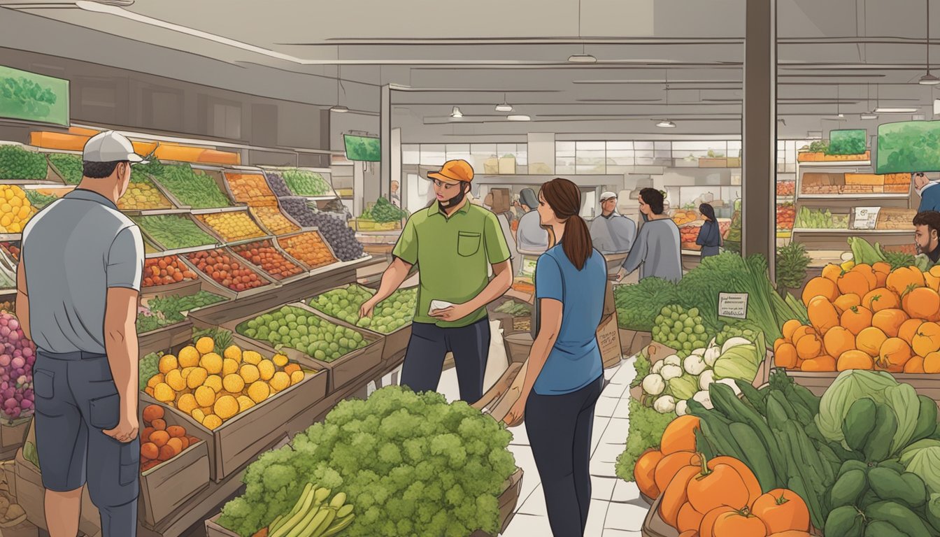 Shoppers browsing fresh produce and chatting with staff at Demoulas Market