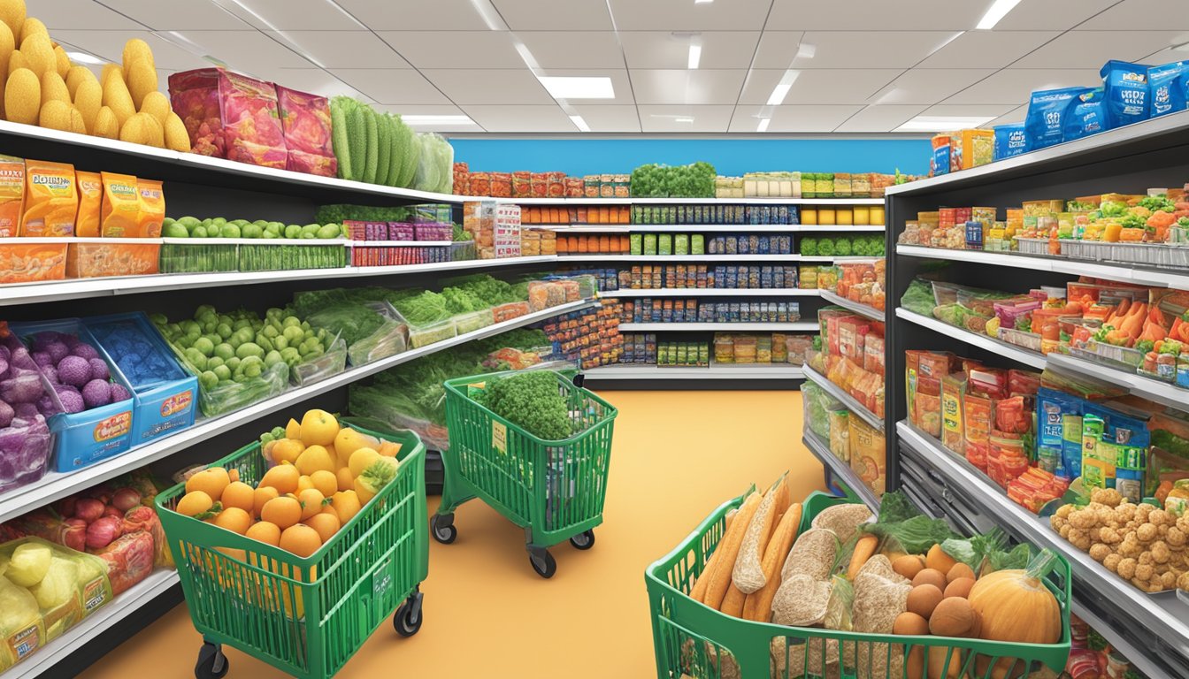 A colorful display of affordable groceries at Five Below, highlighting their unique selling propositions