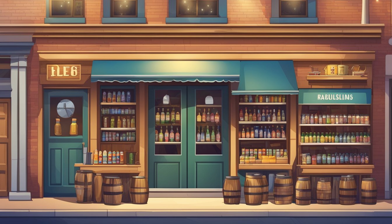 A cozy storefront with shelves of craft beer bottles and cans, colorful signage, and a welcoming atmosphere