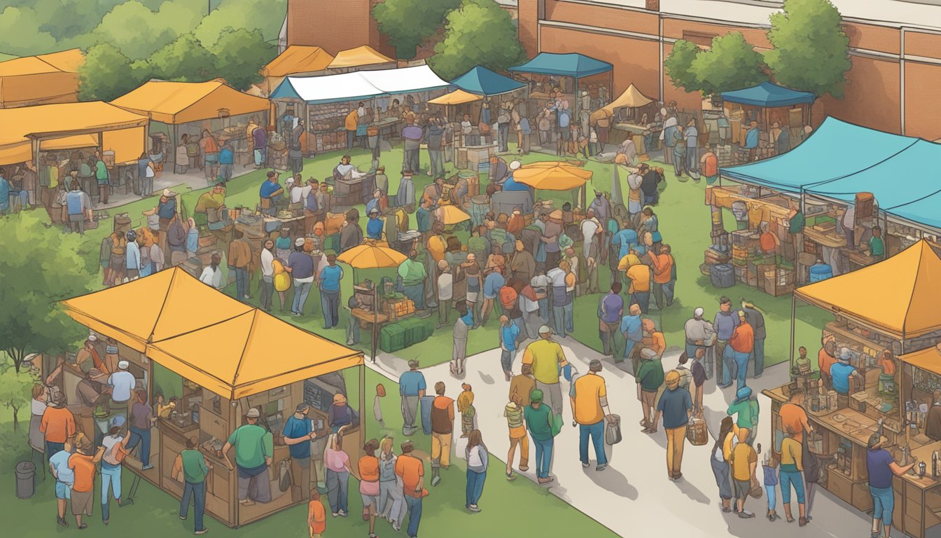 A bustling local craft beer festival in Lexington, KY, with patrons enjoying responsibly and engaging with the community