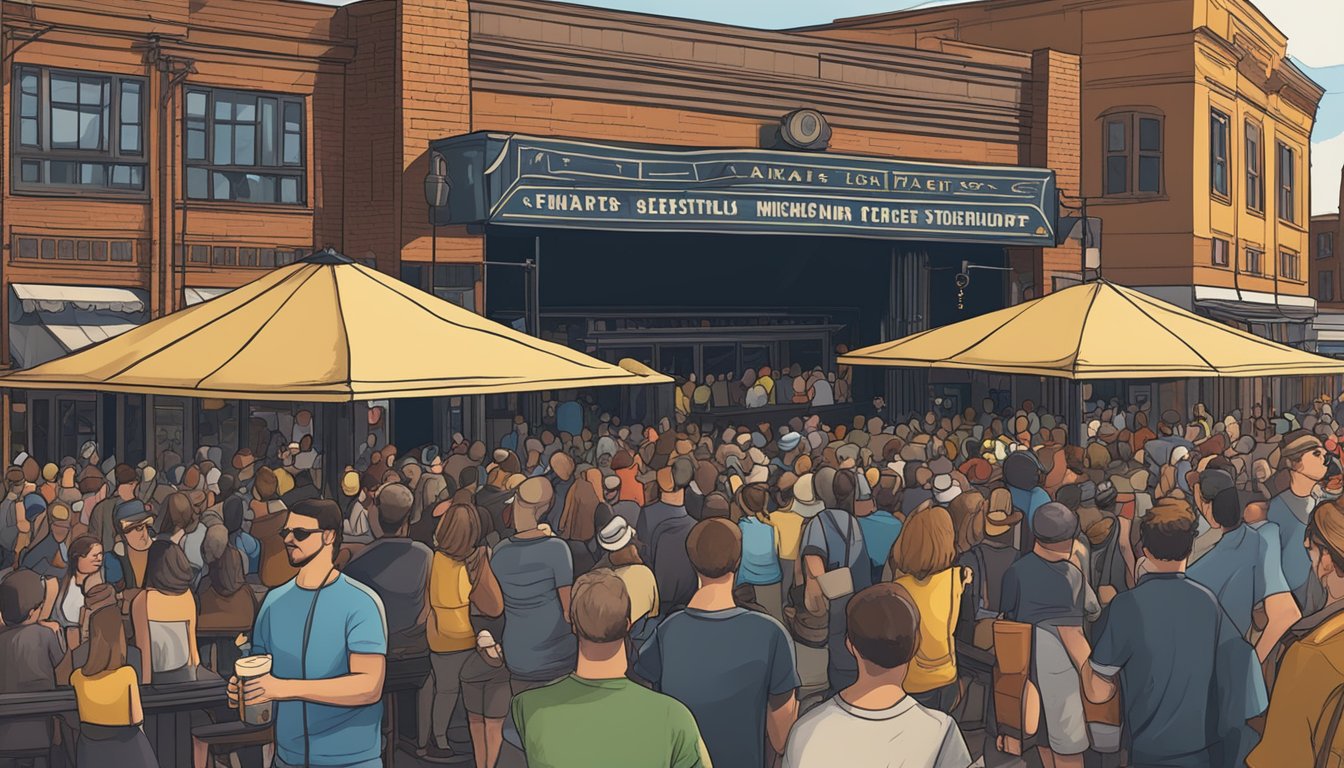 A bustling music venue with a stage and crowd enjoying local craft beer in Rochester, NY