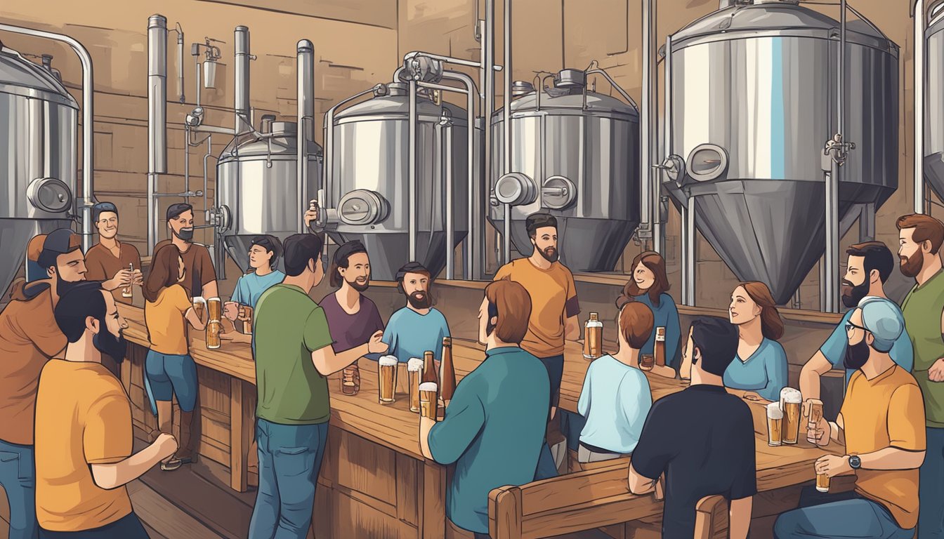 A group of people enjoying a craft beer tour in Chattanooga, TN, visiting local breweries and participating in beer tasting events