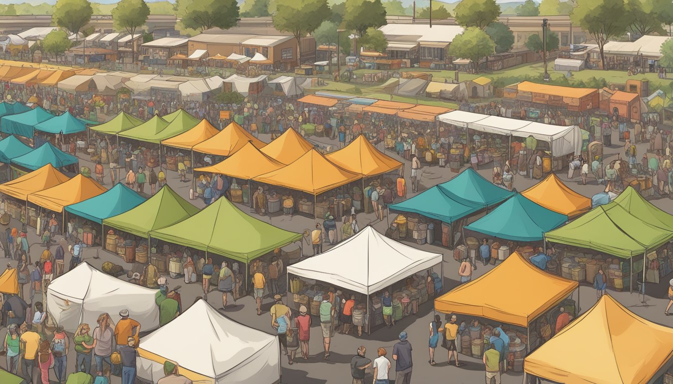 A bustling craft beer festival in West Valley City, with rows of colorful tents and a variety of beer vendors, live music, and happy patrons enjoying the local brews