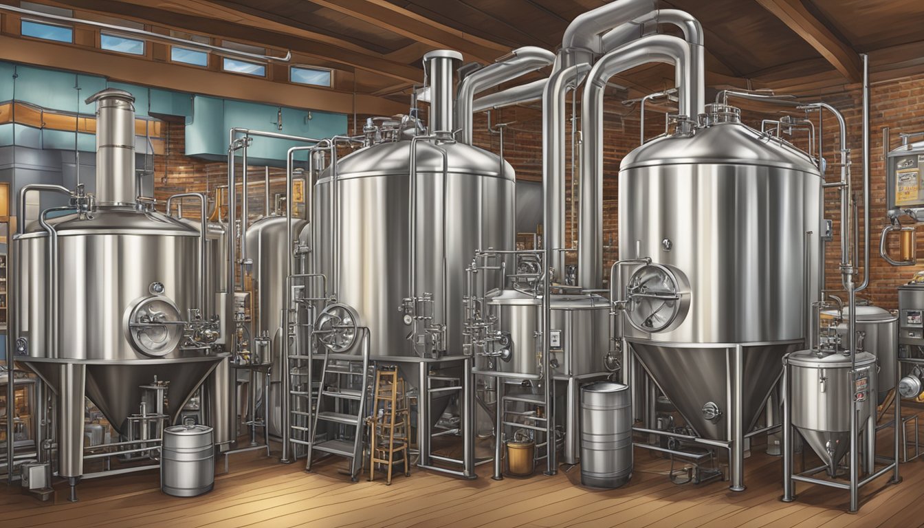 A bustling craft brewery with a variety of signature beers and brewing equipment on display in Chesapeake, VA