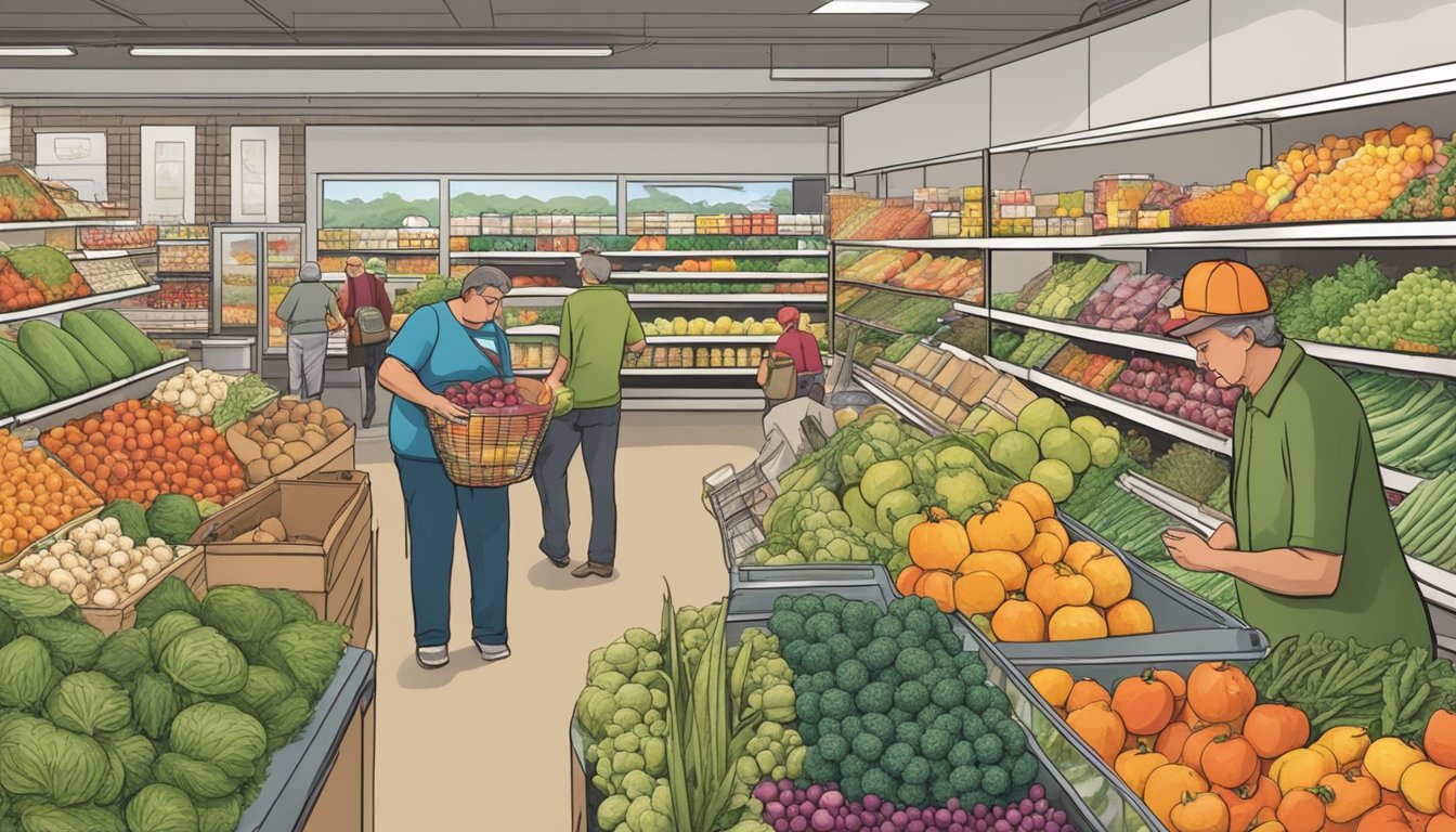 Customers browsing fresh produce, bulk goods, and artisanal products at a bustling local co-op in Sioux Falls, SD