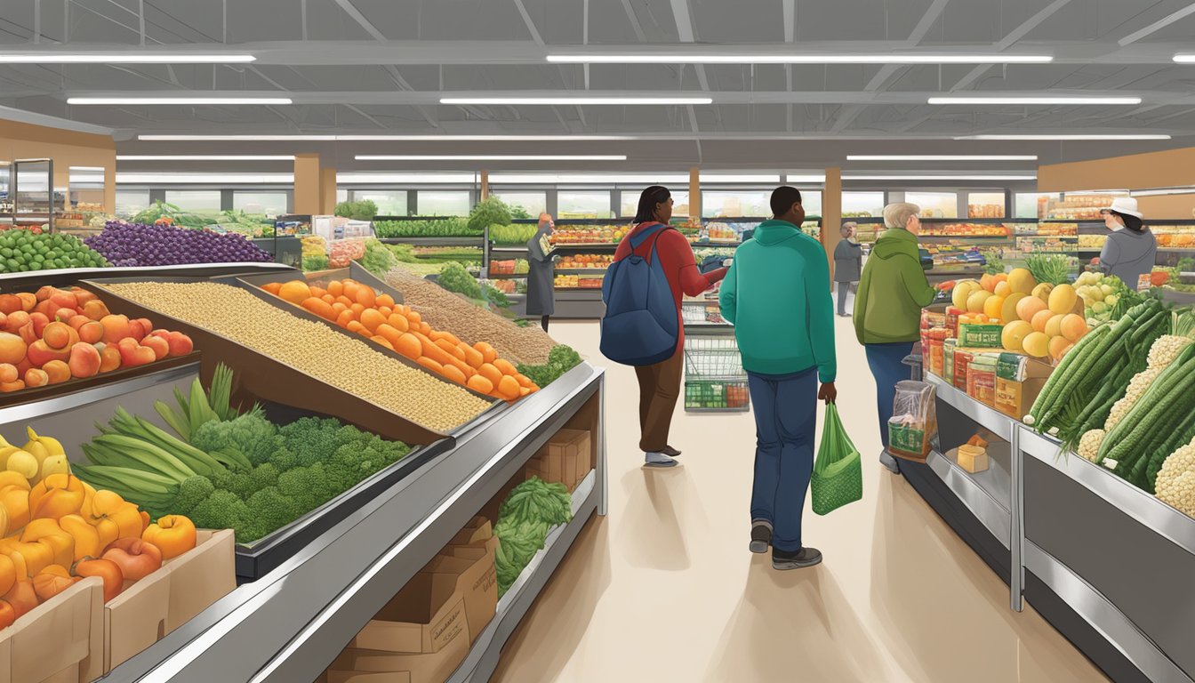 Shoppers browsing aisles of fresh produce, bulk grains, and local products at Grocery Co-op in Grand Rapids, MI