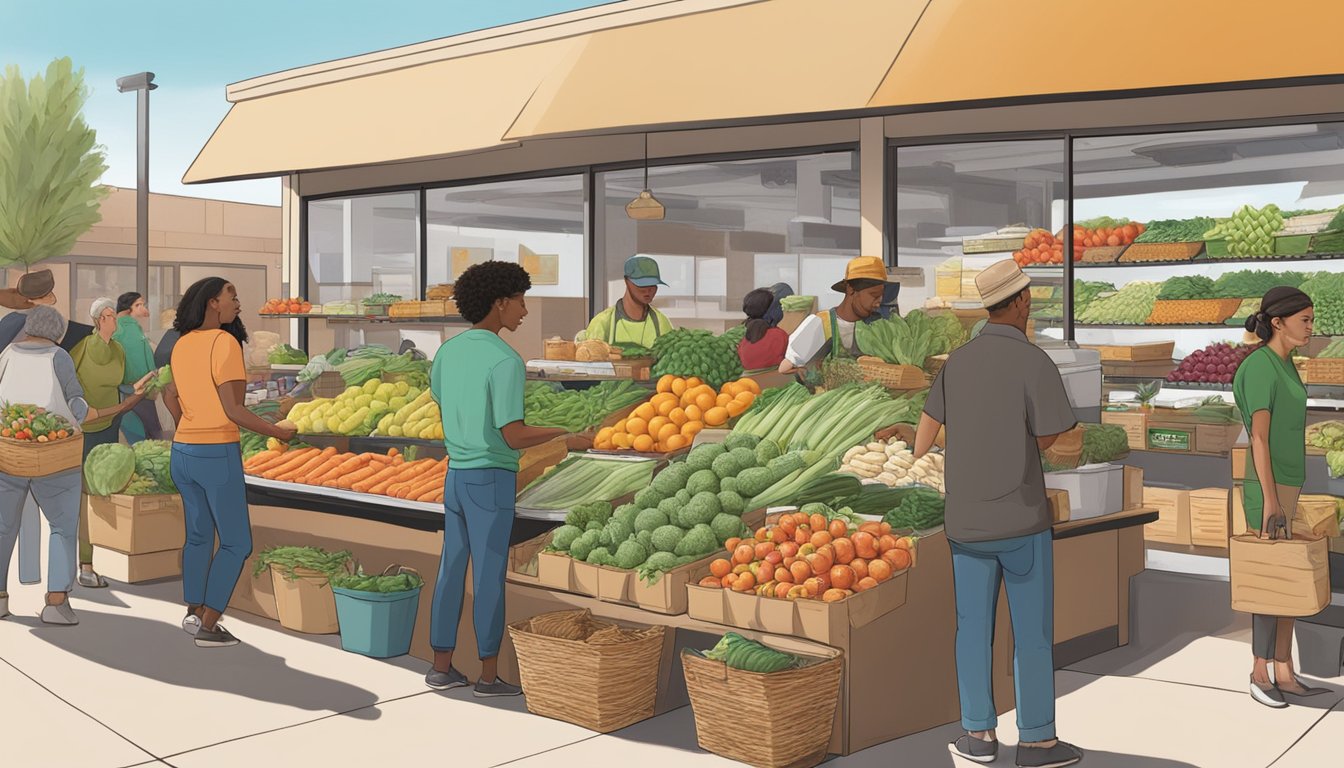 A diverse array of fresh produce, locally made goods, and friendly members at a bustling food co-op in Tempe, Arizona