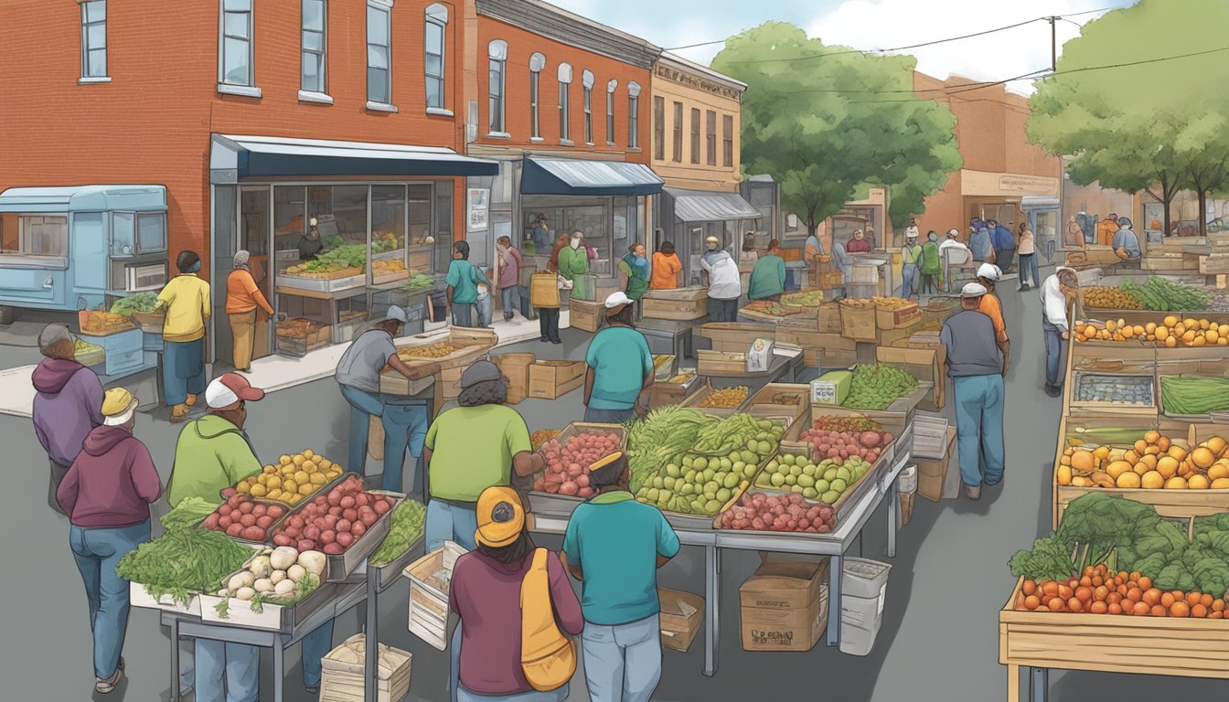 A bustling local food coop in Pittsburgh, PA with volunteers and customers working together to support the community