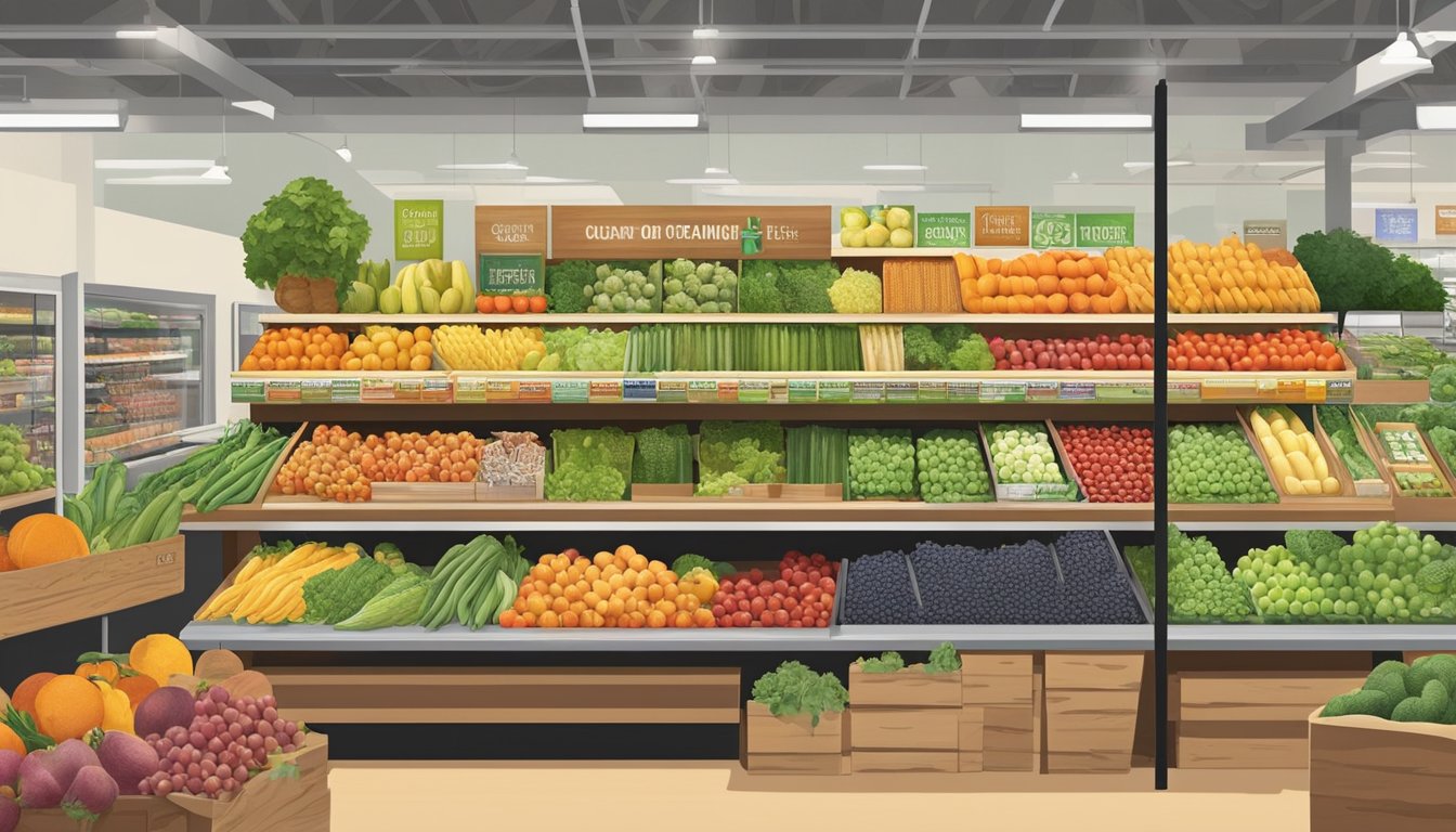 A colorful array of fresh fruits, vegetables, and organic products fill the shelves of a local food co-op in Henderson, NV. The vibrant produce and natural food items highlight the focus on healthy eating and food quality