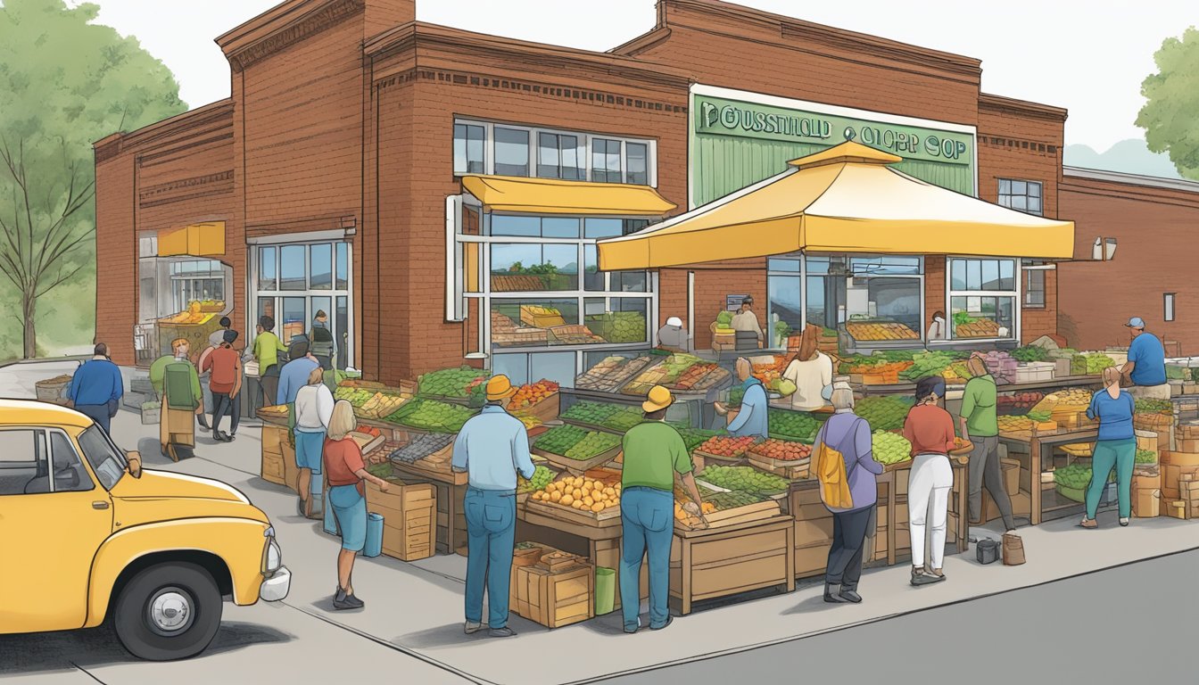 A bustling local food co-op with members contributing and shopping in Springfield, MO