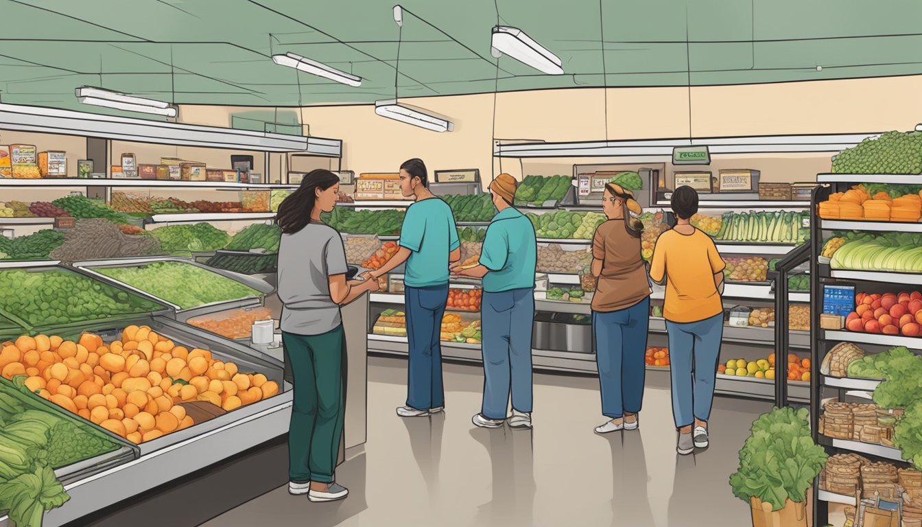 A bustling food co-op in Greeley, CO, with shelves stocked full of fresh produce, local goods, and friendly staff assisting customers