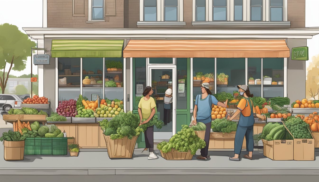 A bustling local food co-op with diverse produce, friendly staff, and a sense of community support