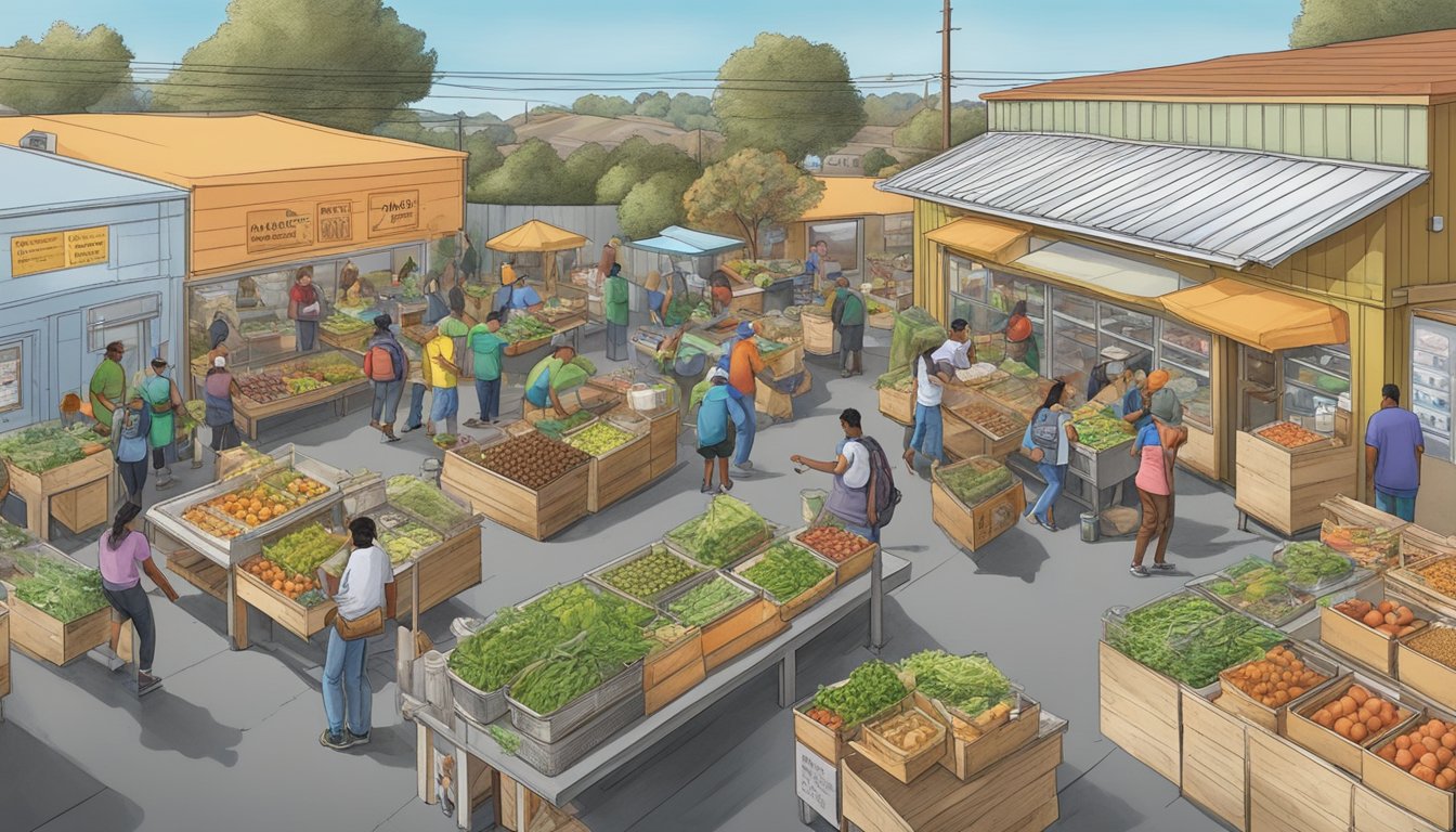 A bustling local food coop with people participating and volunteering in Vallejo, CA