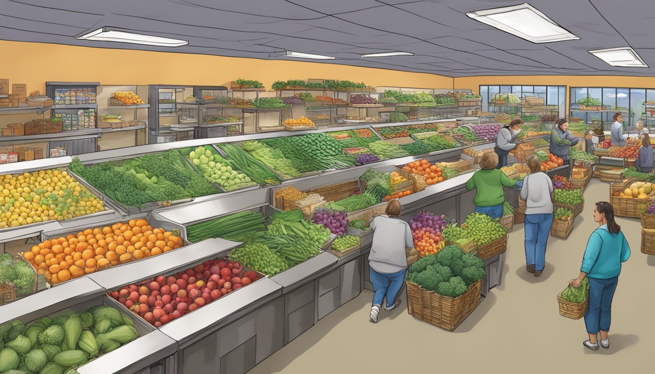 A bustling local food coop filled with colorful produce and products in Rochester, MN