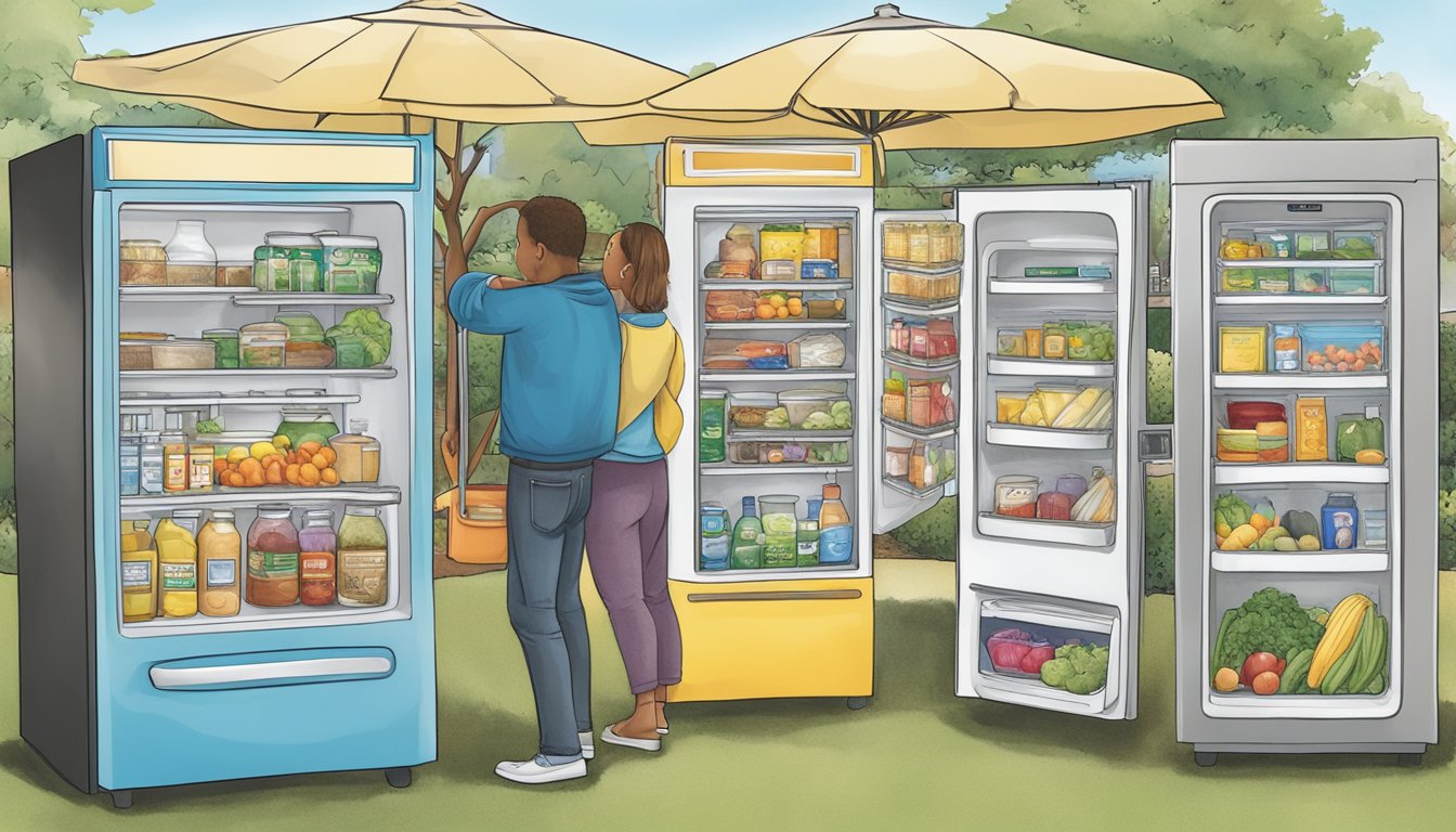 A colorful local community fridge guide with educational programs and outreach information in Concord, CA