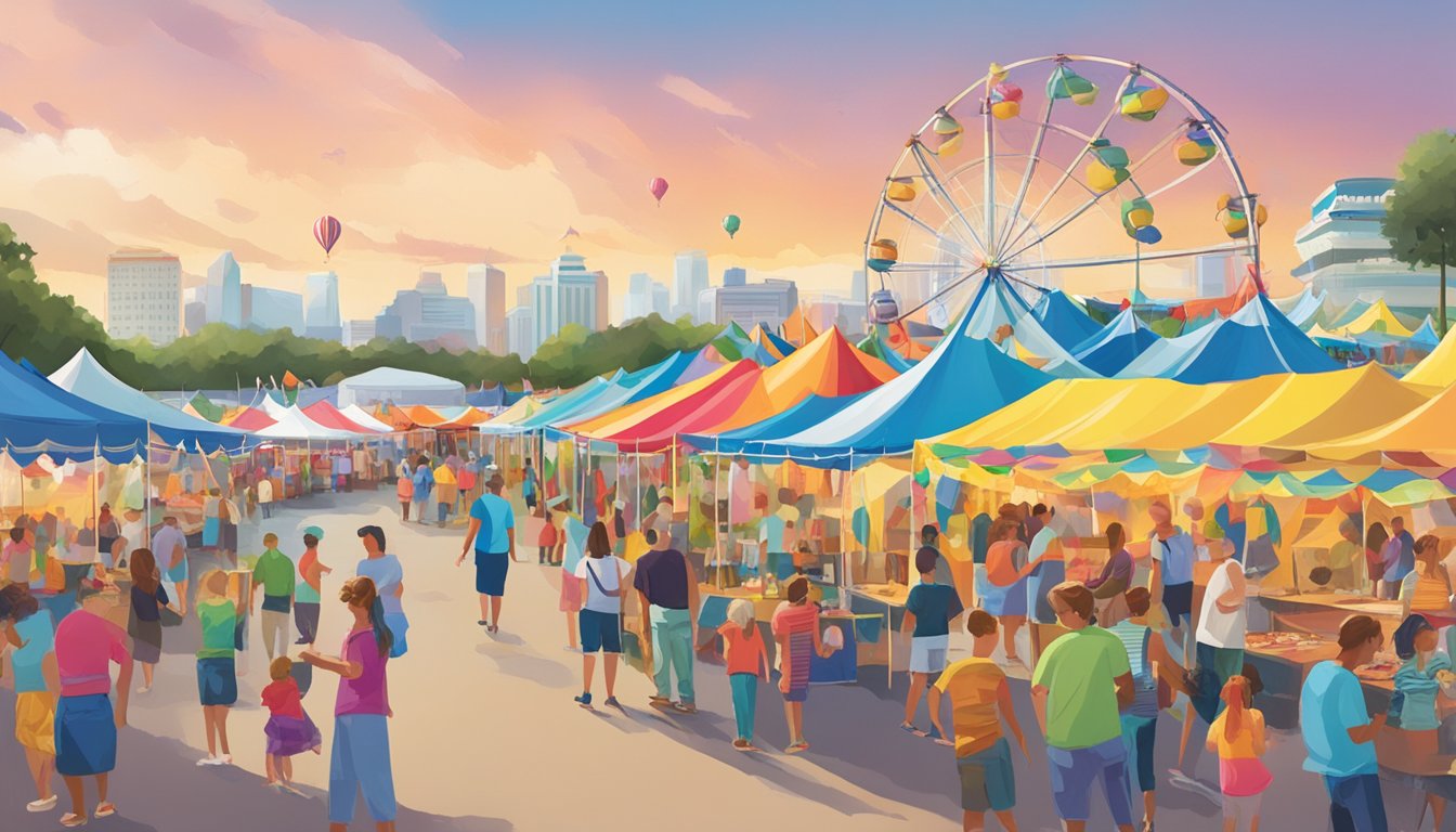 Colorful tents line the waterfront, filled with families enjoying live music, seafood tastings, and carnival games at the North Carolina Seafood Festival