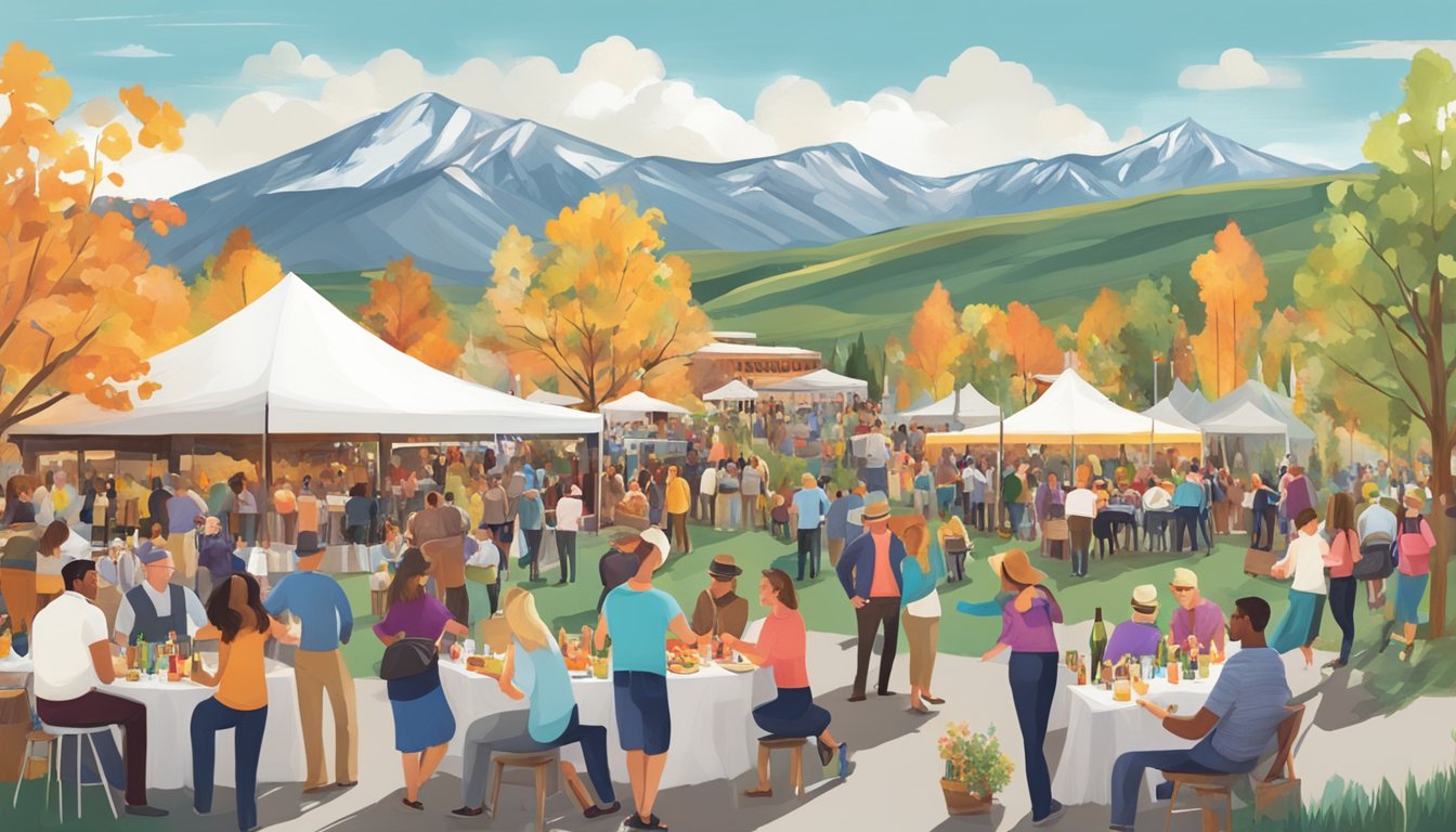 Vibrant park city food and wine festival with lively spirits and brews