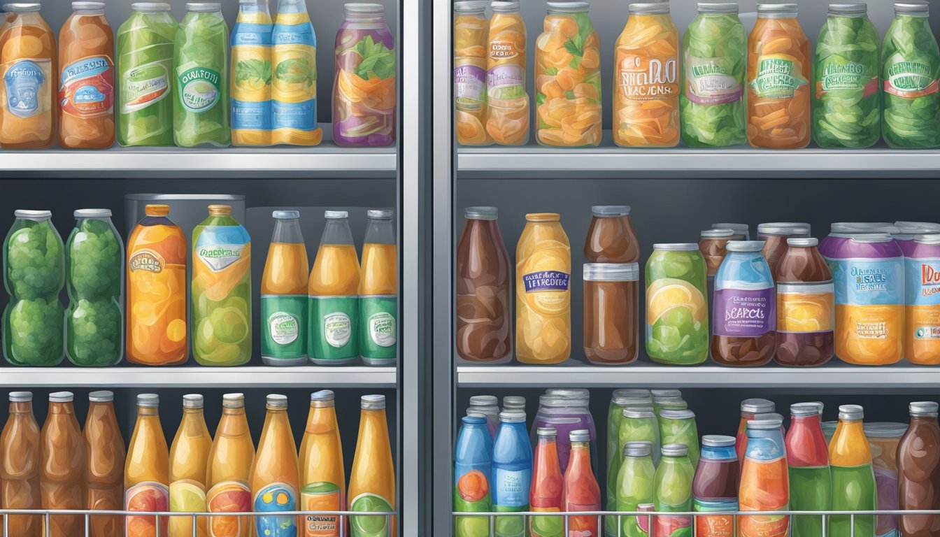 A local community fridge filled with donated food and beverages in Inglewood, CA